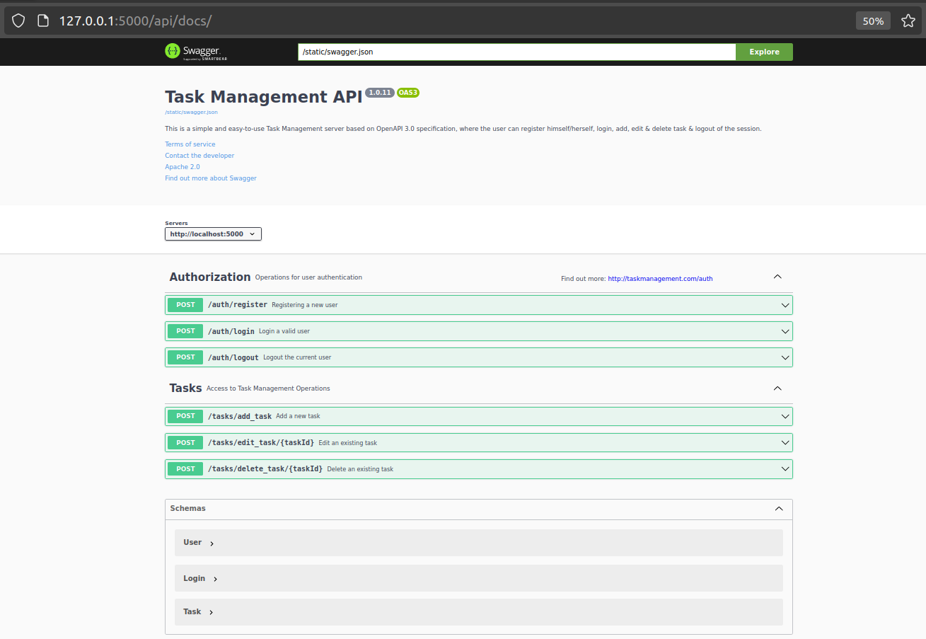 This is my Swagger UI with endpoints and Schemas